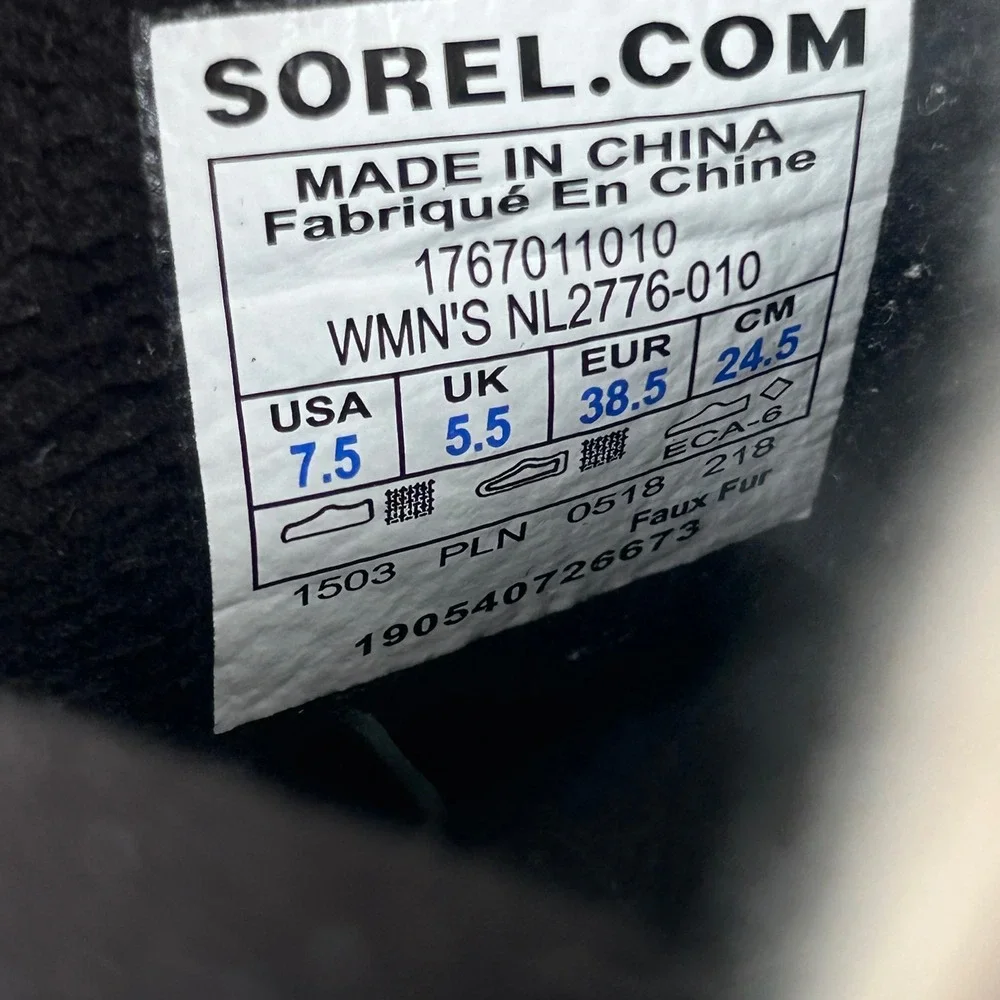 Sorel Whitney Short Waterproof Winter Boots Black Faux Fur NL2776-010 Womens 7.5